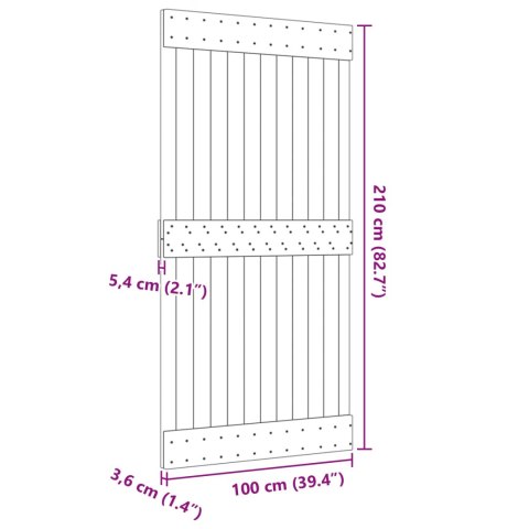 VidaXL Drzwi NARVIK Naturalny 100 x 210 cm Lite Drewno Sosnowe