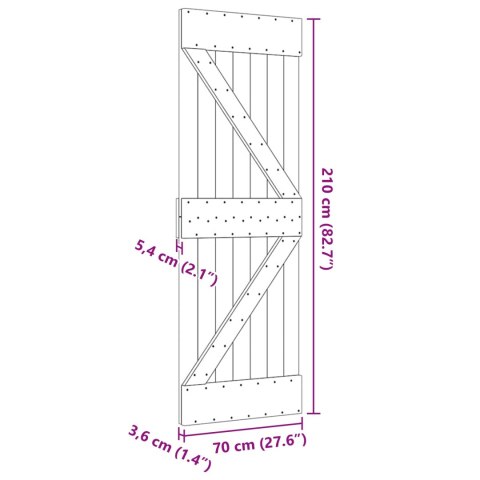 VidaXL Drzwi NARVIK Naturalny 70 x 210 cm Lite Drewno Sosnowe