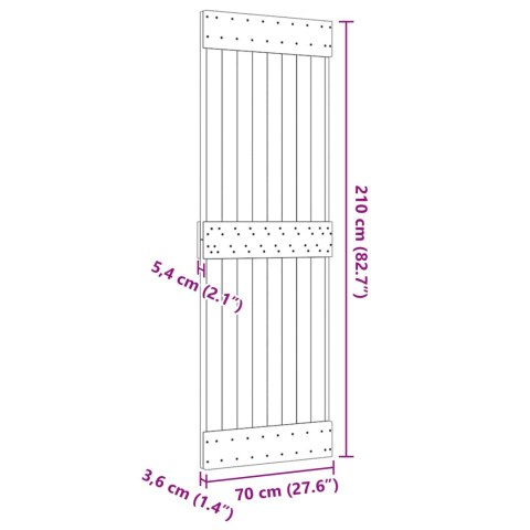 VidaXL Drzwi NARVIK Naturalny 70 x 210 cm Lite Drewno Sosnowe