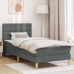 VidaXL Rama łóżka z materacem Ciemnoszary 90 x 190 cm tkanina
