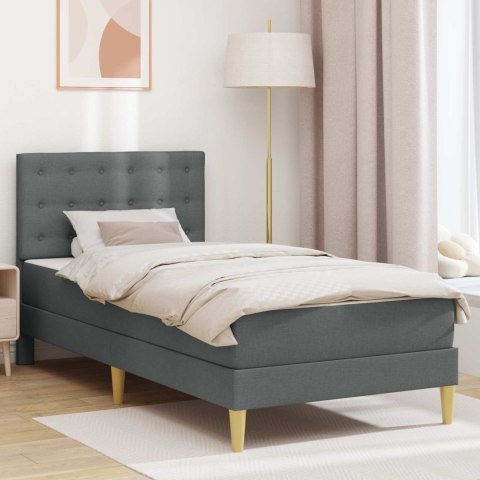 VidaXL Rama łóżka z materacem Ciemnoszary 90 x 190 cm tkanina