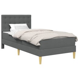 VidaXL Rama łóżka z materacem Ciemnoszary 90 x 190 cm tkanina