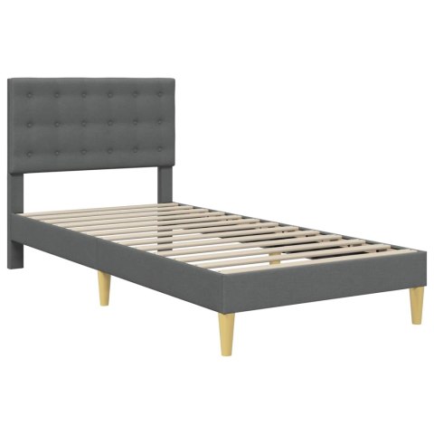 VidaXL Rama łóżka z materacem Ciemnoszary 90 x 190 cm tkanina