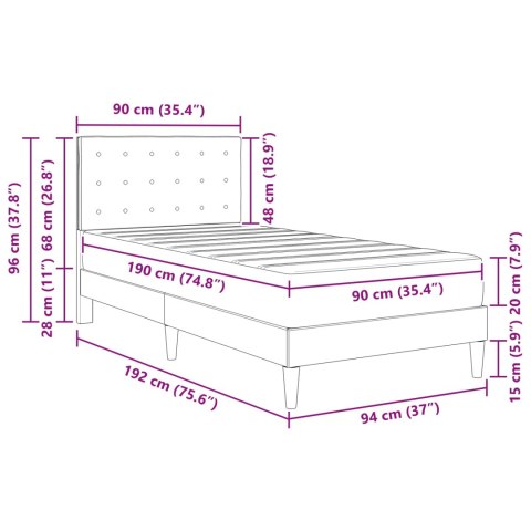 VidaXL Rama łóżka z materacem Ciemnoszary 90 x 190 cm tkanina