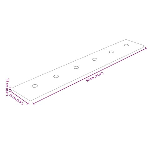 VidaXL Wejściowy zagłówek 12 pcs Kremowy 90 x 15 cm Skóra ekologiczna