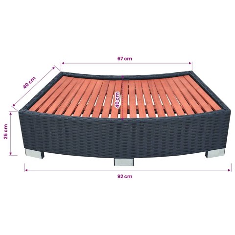 STOPIEŃ DO SPA 92X45X25CM POLIRATTANOWY CZARNY