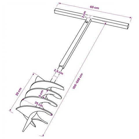 ŚWIDER GLEBOWY Z UCHWYTEM 200MM PRZEDŁUŻANY 5M STAL