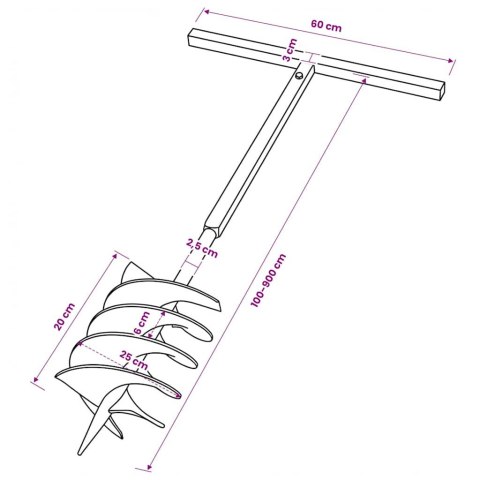 ŚWIDER GLEBOWY Z UCHWYTEM 200MM PRZEDŁUŻANY 9M STAL