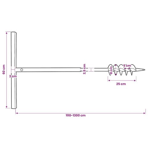ŚWIDER GLEBOWY Z UCHWYTEM 80MM PRZEDŁUŻANY 13M STAL