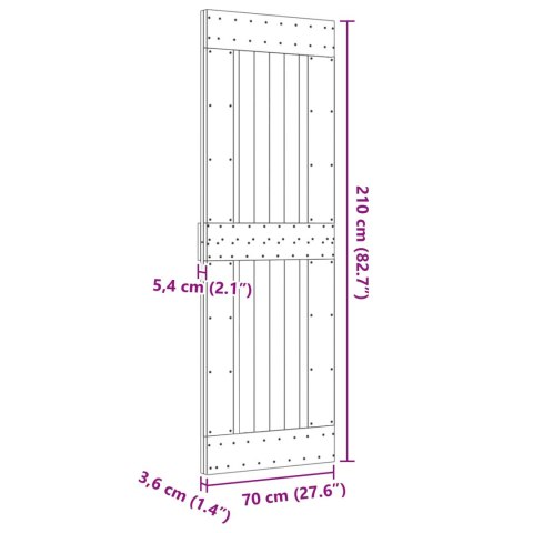 VidaXL Drzwi NARVIK Naturalny 70 x 210 cm Lite Drewno Sosnowe