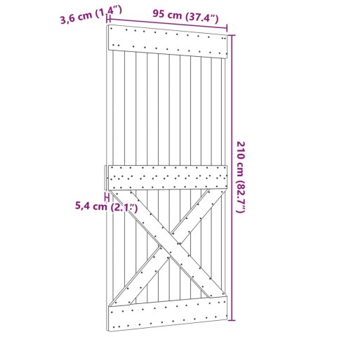 VidaXL Drzwi NARVIK Naturalny 95 x 210 cm Lite Drewno Sosnowe