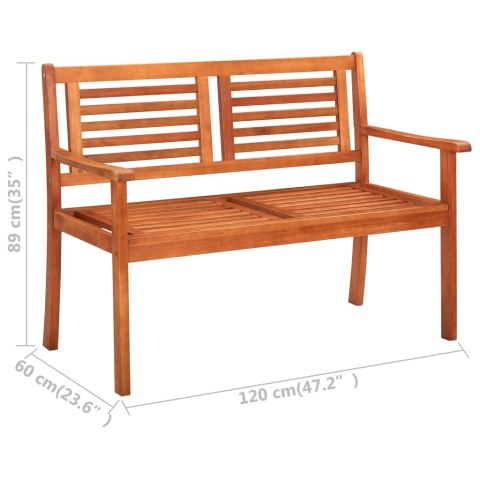 DWUOSOBOWA ŁAWKA OGRODOWA 120CM LITE DREWNO EUKALIPTUSOWE