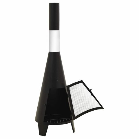 PIECYK OGRODOWY KOMINEK TARASOWY Z POGRZEBACZEM 38X38X122 CM STALOWY CZARNY