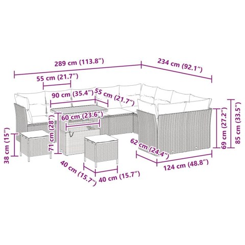 VidaXL Zestaw Sof na Ogród 12 pcs Beżowy polirattan