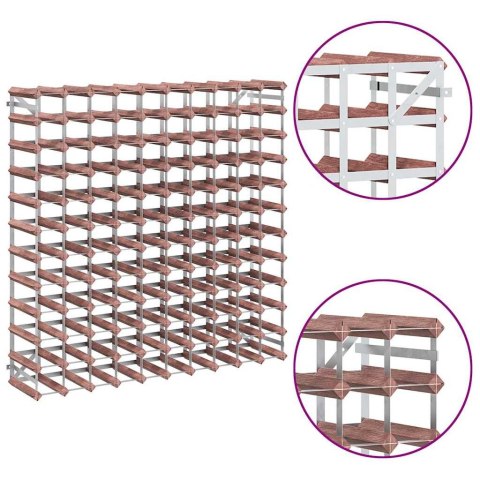 VidaXL Stojak na 120 butelek wina, brązowy, lite drewno sosnowe