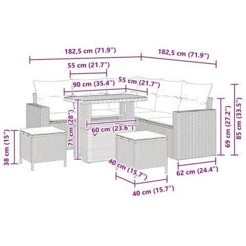 VidaXL Zestaw Sof na Ogród 8 pcs Beżowy polirattan