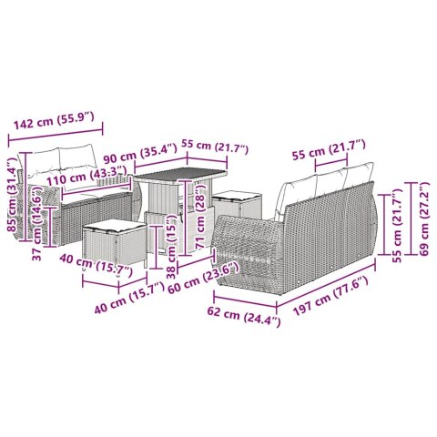 VidaXL Zestaw Sof na Ogród 8 pcs Beżowy polirattan