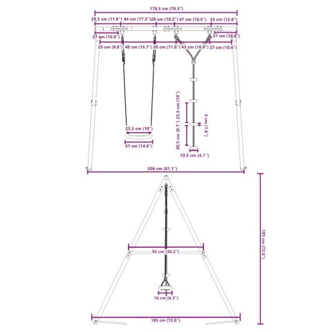 VidaXL Ogrodowy plac zabaw z huśtawką i linką do wspinania