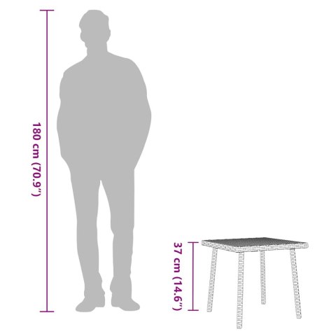 VidaXL Stolik kawowy ogrodowy prostokątny czarny 40x40x37cm polirattan