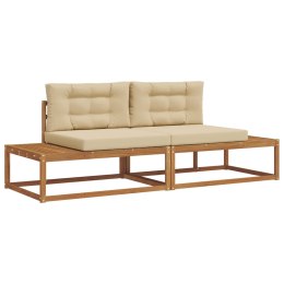 VidaXL Zestaw sof na zewnątrz z poduszką 2 Sztuka Naturalny i Beżowy