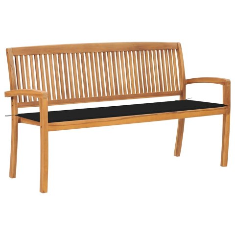 SZTAPLOWANA ŁAWKA OGRODOWA Z PODUSZKĄ 159CM DREWNO TEKOWE