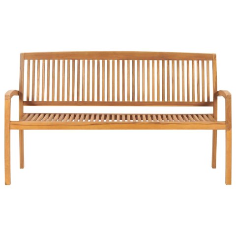 SZTAPLOWANA ŁAWKA OGRODOWA Z PODUSZKĄ 159CM DREWNO TEKOWE