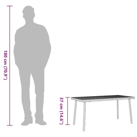 VidaXL Stolik kawowy ogrodowy prostokątny czarny 80x40x37cm polirattan