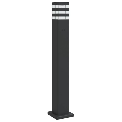 VidaXL Zewnętrzna lampa stojąca z gniazdkiem, czarna, 80 cm, aluminium