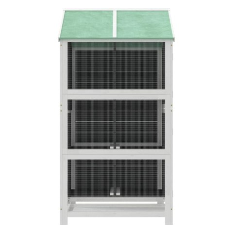 VidaXL Klatka dla ptaków, szara, 97x81x152 cm, lite drewno sosnowe