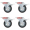 VidaXL Kółka skrętne z podwójnymi hamulcami, 4 szt., 75 mm
