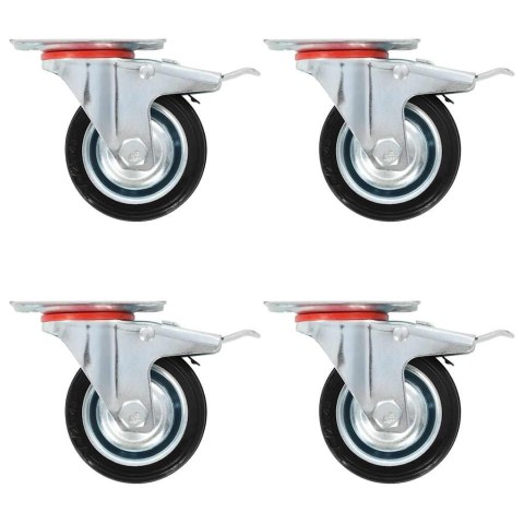 VidaXL Kółka skrętne z podwójnymi hamulcami, 4 szt., 75 mm