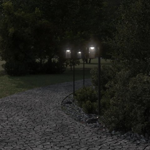 VidaXL Lampy ogrodowe stojące, 3 szt., czarne, 100 cm, stal nierdzewna