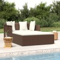 LEŻANKA Z PODUSZKAMI BRĄZOWA 182X118X63CM POLIRATTAN