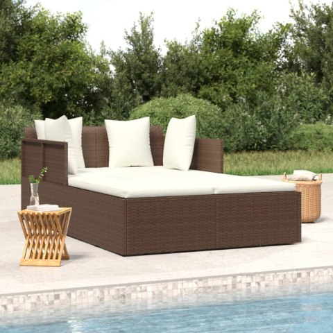 LEŻANKA Z PODUSZKAMI BRĄZOWA 182X118X63CM POLIRATTAN