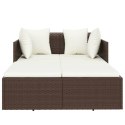 LEŻANKA Z PODUSZKAMI BRĄZOWA 182X118X63CM POLIRATTAN