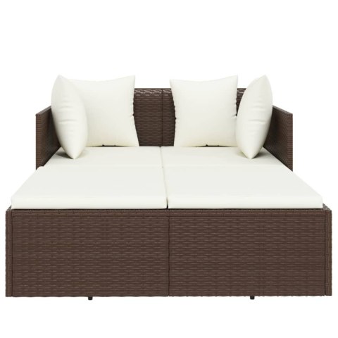 LEŻANKA Z PODUSZKAMI BRĄZOWA 182X118X63CM POLIRATTAN