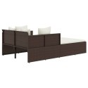 LEŻANKA Z PODUSZKAMI BRĄZOWA 182X118X63CM POLIRATTAN