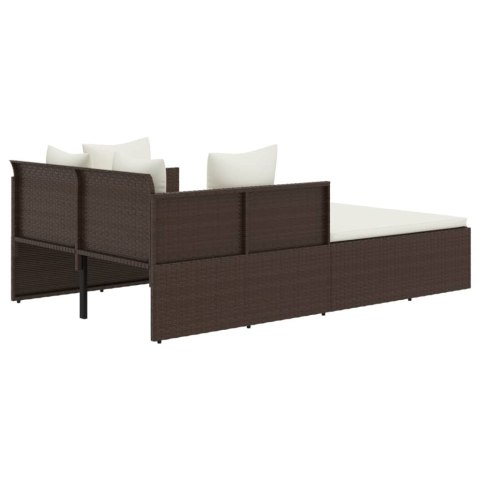 LEŻANKA Z PODUSZKAMI BRĄZOWA 182X118X63CM POLIRATTAN