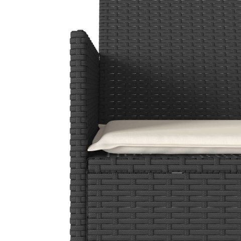 VidaXL Ogrodowa sofa 2-os. ze stolikiem i poduszkami, czarny rattan PE