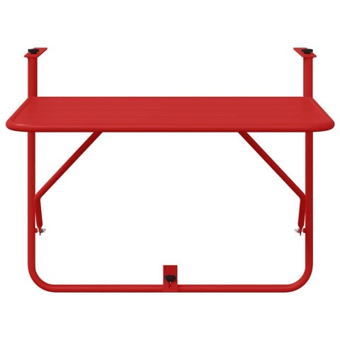 VidaXL Stół Wiszący na Balkon Czerwony 60 x 39 x 65 cm Stal