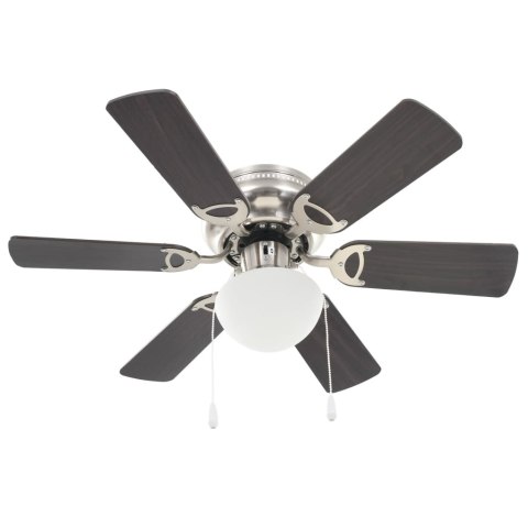 ZDOBIONY WENTYLATOR SUFITOWY Z LAMPĄ 82CM CIEMNOBRĄZOWY