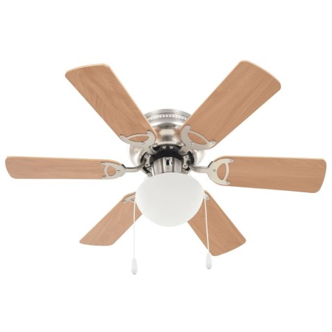 ZDOBIONY WENTYLATOR SUFITOWY Z LAMPĄ 82CM JASNOBRĄZOWY