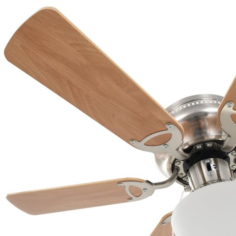 ZDOBIONY WENTYLATOR SUFITOWY Z LAMPĄ 82CM JASNOBRĄZOWY