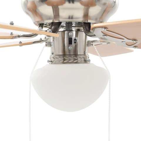 ZDOBIONY WENTYLATOR SUFITOWY Z LAMPĄ 82CM JASNOBRĄZOWY
