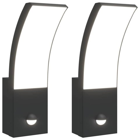 VidaXL Zewnętrzne kinkiety LED z czujnikami, 2 szt., czarne, aluminium