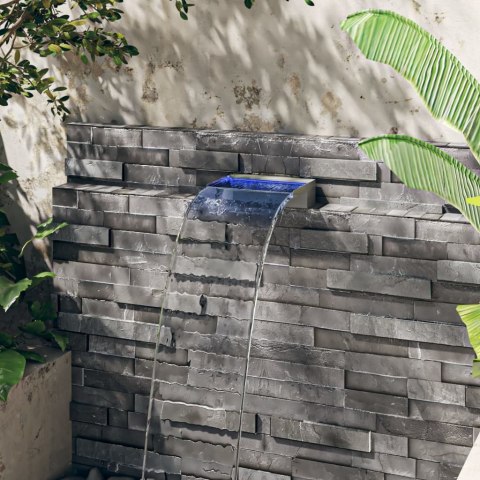 VidaXL Wylewka do wodospadu z RGB LED, stal nierdzewna, 30 cm