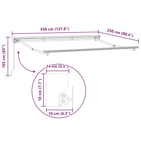 VidaXL Ręczna markiza zwijana Czarny 3,5 x 2,5 m
