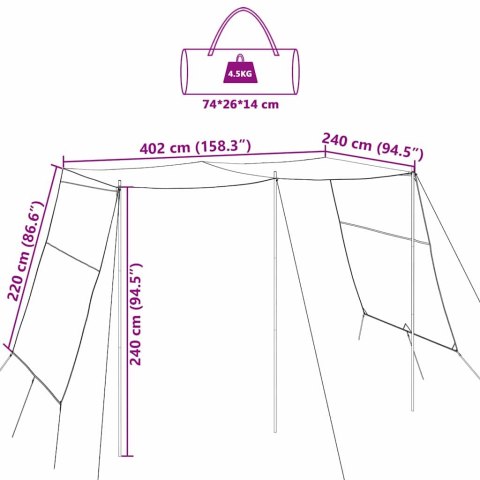 ZADASZENIE TARP PRZEDSIONEK DO PRZYCZEPY KAMPERA NAMIOT 402X240X240CM UV