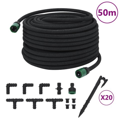 WĄŻ KROPLUJĄCY OGRODOWY 50M ZESTAW AKCESORIA 20X HAK SOLIDNY NOWOCZESNY DESIGN