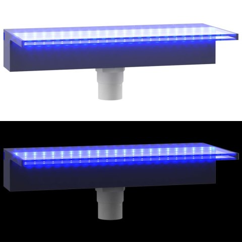 VidaXL Wylewka do wodospadu z oświetleniem RGB LED, akrylowa, 45 cm